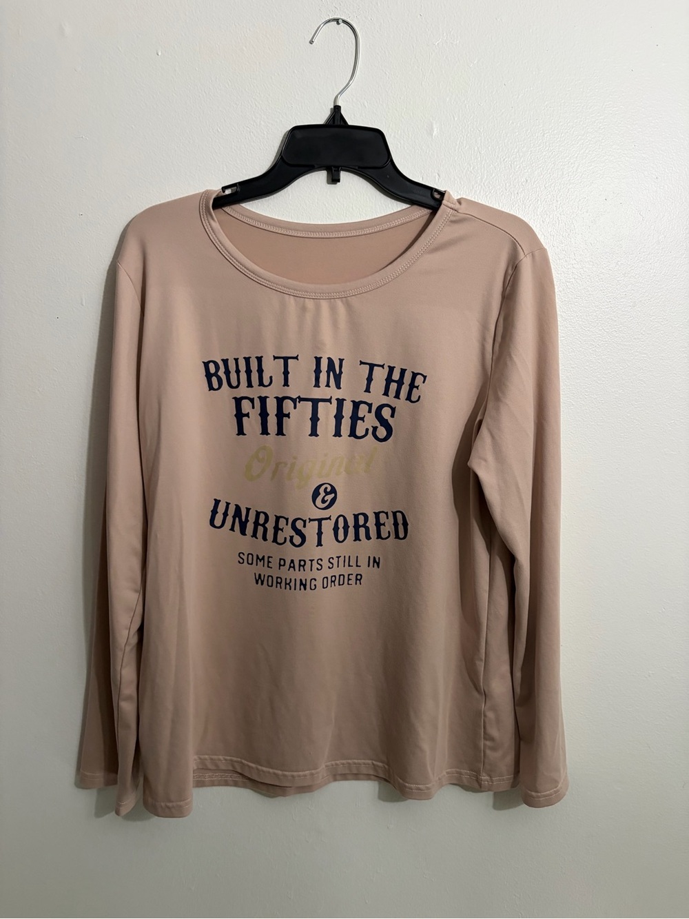 Women's Long Sleeve Graphic Tee - Beige "Built in the Fifties"